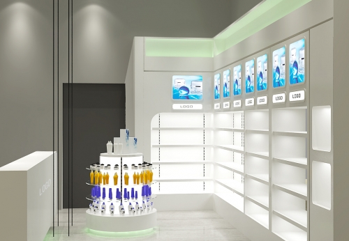 深圳展柜廠定制，高品質的藥房玻璃展示柜效果圖